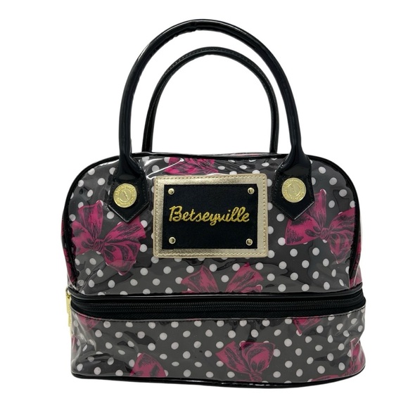 Betsy Johnson /bag / cosmetic bag/ BETSEYVILLE polka dot and bows. - Picture 12 of 12